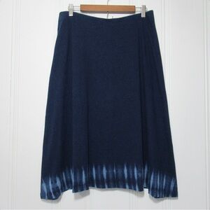 J. Jill Pure Jill Indigo Dipped Hem Tie-Dye Midi Skirt Size Medium